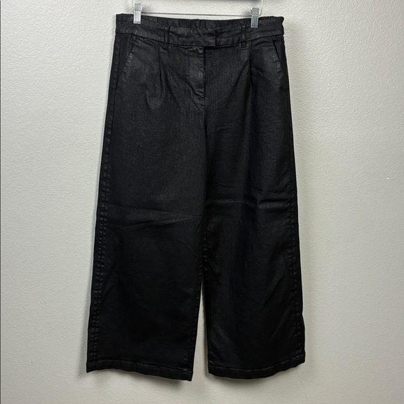 American Eagle Outfitters Denim - American Eagle Jeans Wide Leg High Rise Black Coated Trouser Pants 10